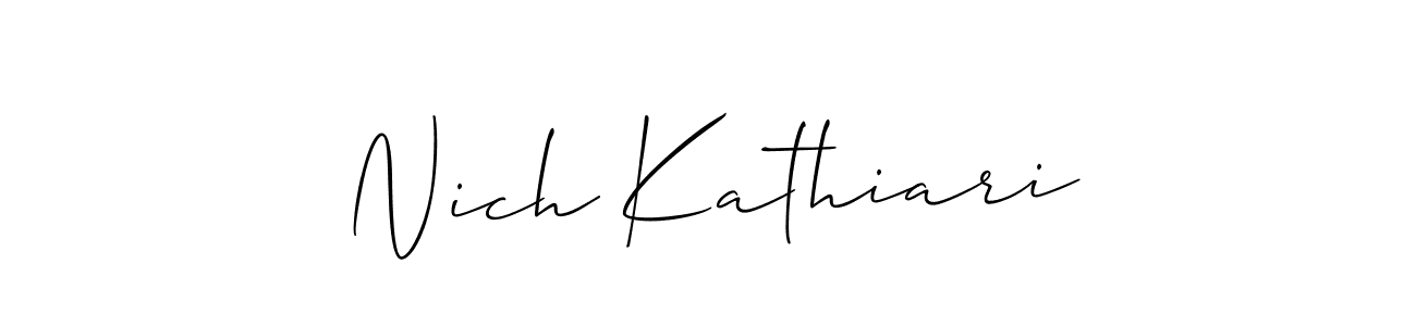 How to make Nich Kathiari name signature. Use Allison_Script style for creating short signs online. This is the latest handwritten sign. Nich Kathiari signature style 2 images and pictures png