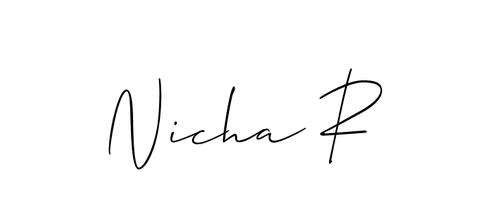 Similarly Allison_Script is the best handwritten signature design. Signature creator online .You can use it as an online autograph creator for name Nicha R. Nicha R signature style 2 images and pictures png