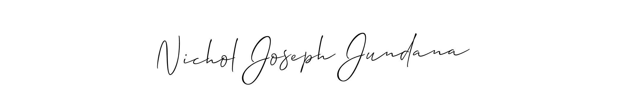 Nichol Joseph Jundana stylish signature style. Best Handwritten Sign (Allison_Script) for my name. Handwritten Signature Collection Ideas for my name Nichol Joseph Jundana. Nichol Joseph Jundana signature style 2 images and pictures png