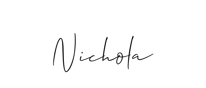 How to make Nichola name signature. Use Allison_Script style for creating short signs online. This is the latest handwritten sign. Nichola signature style 2 images and pictures png