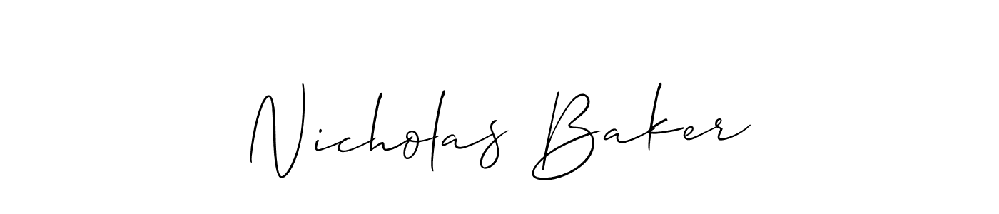 The best way (Allison_Script) to make a short signature is to pick only two or three words in your name. The name Nicholas Baker include a total of six letters. For converting this name. Nicholas Baker signature style 2 images and pictures png