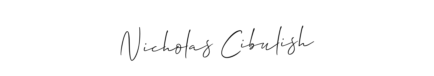 Make a beautiful signature design for name Nicholas Cibulish. With this signature (Allison_Script) style, you can create a handwritten signature for free. Nicholas Cibulish signature style 2 images and pictures png