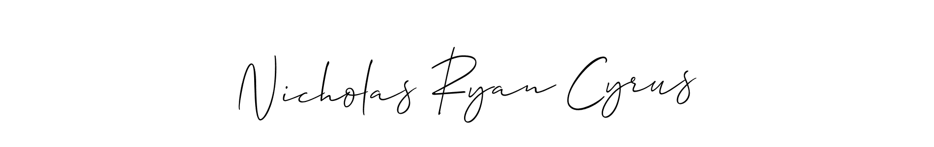 Allison_Script is a professional signature style that is perfect for those who want to add a touch of class to their signature. It is also a great choice for those who want to make their signature more unique. Get Nicholas Ryan Cyrus name to fancy signature for free. Nicholas Ryan Cyrus signature style 2 images and pictures png