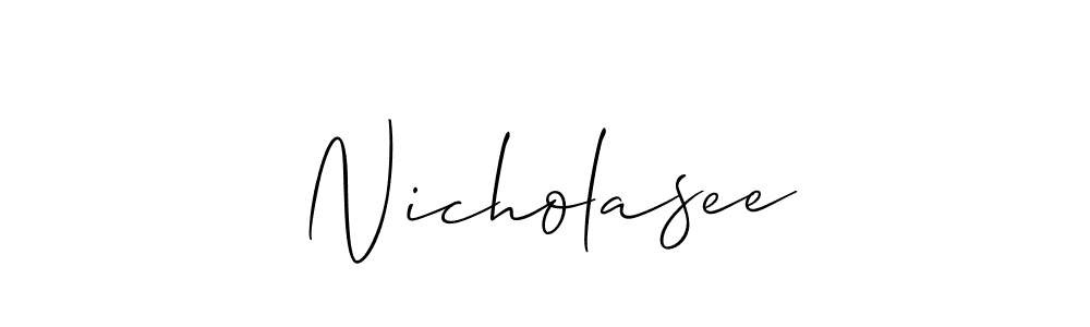 Nicholasee stylish signature style. Best Handwritten Sign (Allison_Script) for my name. Handwritten Signature Collection Ideas for my name Nicholasee. Nicholasee signature style 2 images and pictures png