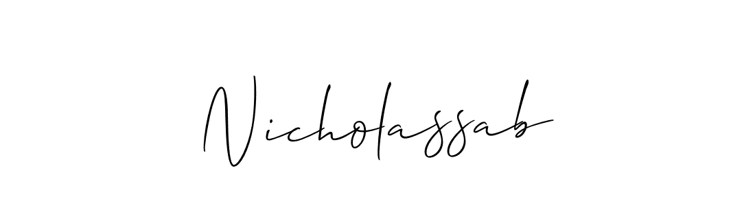 The best way (Allison_Script) to make a short signature is to pick only two or three words in your name. The name Nicholassab include a total of six letters. For converting this name. Nicholassab signature style 2 images and pictures png