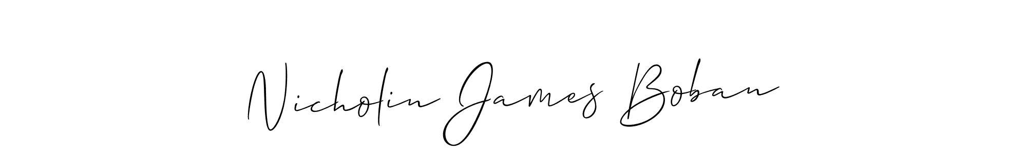 Also You can easily find your signature by using the search form. We will create Nicholin James Boban name handwritten signature images for you free of cost using Allison_Script sign style. Nicholin James Boban signature style 2 images and pictures png