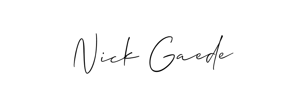 Make a short Nick Gaede signature style. Manage your documents anywhere anytime using Allison_Script. Create and add eSignatures, submit forms, share and send files easily. Nick Gaede signature style 2 images and pictures png