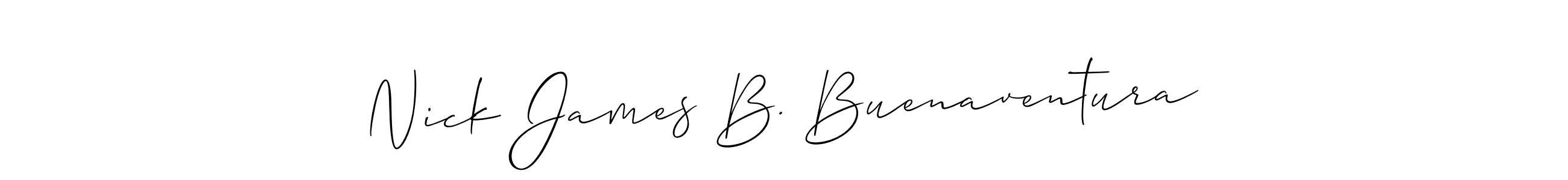 How to make Nick James B. Buenaventura name signature. Use Allison_Script style for creating short signs online. This is the latest handwritten sign. Nick James B. Buenaventura signature style 2 images and pictures png