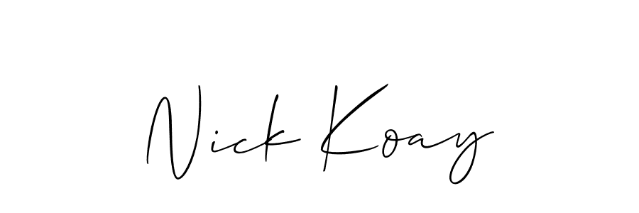 Similarly Allison_Script is the best handwritten signature design. Signature creator online .You can use it as an online autograph creator for name Nick Koay. Nick Koay signature style 2 images and pictures png