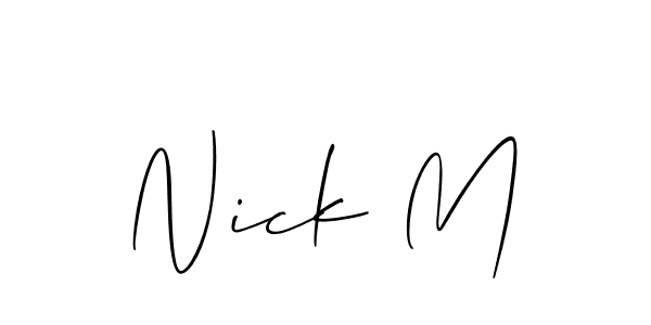 Allison_Script is a professional signature style that is perfect for those who want to add a touch of class to their signature. It is also a great choice for those who want to make their signature more unique. Get Nick M name to fancy signature for free. Nick M signature style 2 images and pictures png