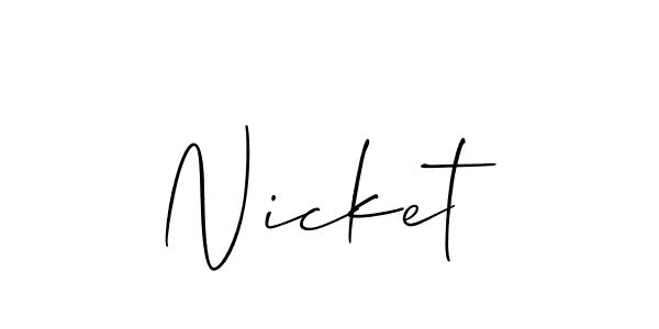 Nicket stylish signature style. Best Handwritten Sign (Allison_Script) for my name. Handwritten Signature Collection Ideas for my name Nicket. Nicket signature style 2 images and pictures png