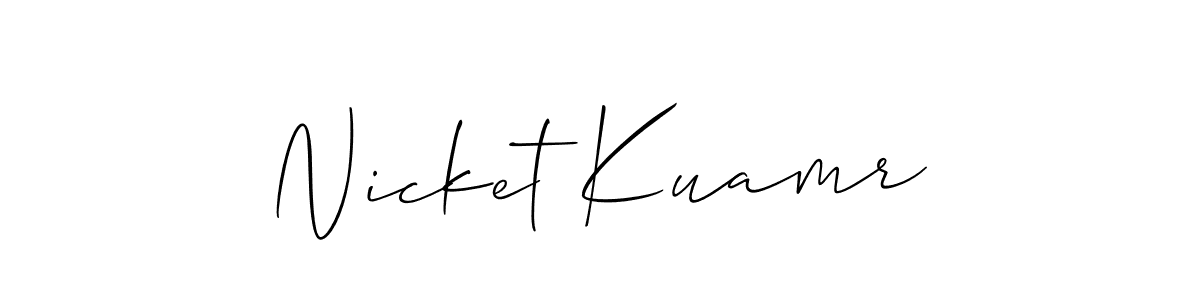 The best way (Allison_Script) to make a short signature is to pick only two or three words in your name. The name Nicket Kuamr include a total of six letters. For converting this name. Nicket Kuamr signature style 2 images and pictures png