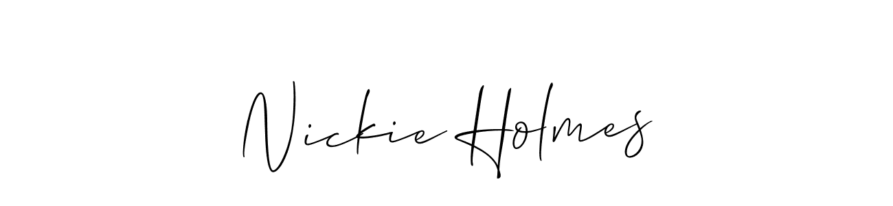 You can use this online signature creator to create a handwritten signature for the name Nickie Holmes. This is the best online autograph maker. Nickie Holmes signature style 2 images and pictures png