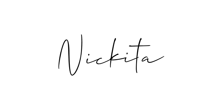 The best way (Allison_Script) to make a short signature is to pick only two or three words in your name. The name Nickita include a total of six letters. For converting this name. Nickita signature style 2 images and pictures png