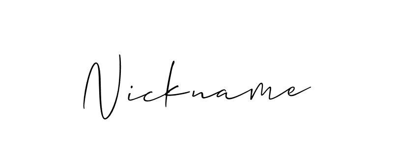 Use a signature maker to create a handwritten signature online. With this signature software, you can design (Allison_Script) your own signature for name Nickname. Nickname signature style 2 images and pictures png