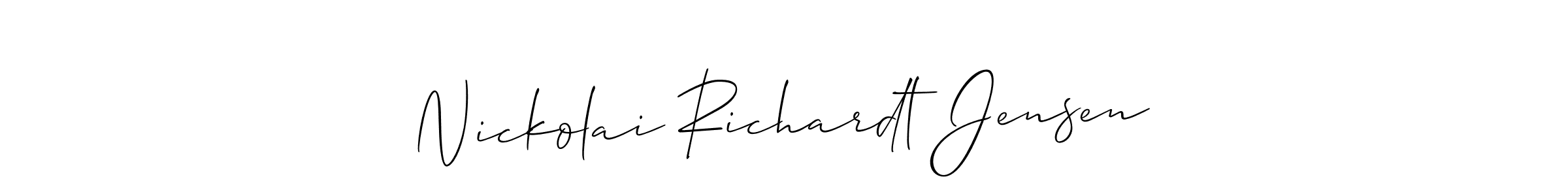 How to make Nickolai Richardt Jensen name signature. Use Allison_Script style for creating short signs online. This is the latest handwritten sign. Nickolai Richardt Jensen signature style 2 images and pictures png