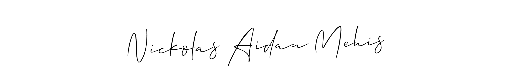 Similarly Allison_Script is the best handwritten signature design. Signature creator online .You can use it as an online autograph creator for name Nickolas Aidan Mehis. Nickolas Aidan Mehis signature style 2 images and pictures png