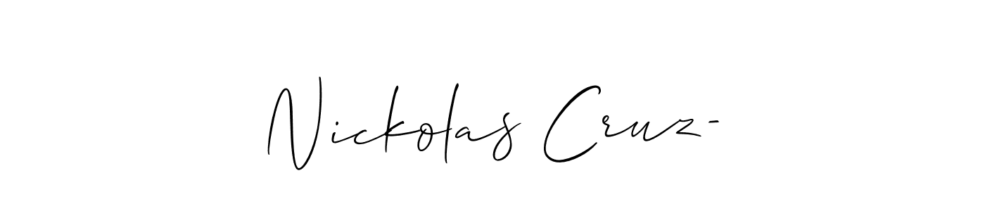if you are searching for the best signature style for your name Nickolas Cruz-. so please give up your signature search. here we have designed multiple signature styles  using Allison_Script. Nickolas Cruz- signature style 2 images and pictures png