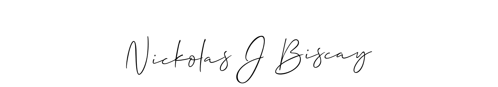 It looks lik you need a new signature style for name Nickolas J Biscay. Design unique handwritten (Allison_Script) signature with our free signature maker in just a few clicks. Nickolas J Biscay signature style 2 images and pictures png