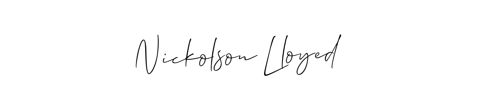 Make a beautiful signature design for name Nickolson Lloyed. With this signature (Allison_Script) style, you can create a handwritten signature for free. Nickolson Lloyed signature style 2 images and pictures png