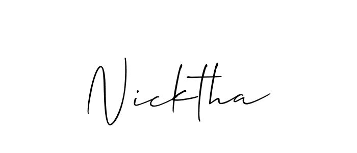 Make a beautiful signature design for name Nicktha. With this signature (Allison_Script) style, you can create a handwritten signature for free. Nicktha signature style 2 images and pictures png