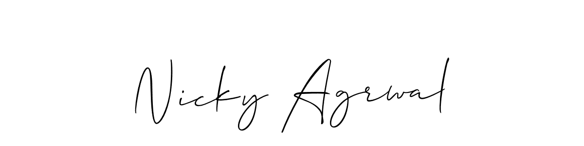 Make a beautiful signature design for name Nicky Agrwal. With this signature (Allison_Script) style, you can create a handwritten signature for free. Nicky Agrwal signature style 2 images and pictures png