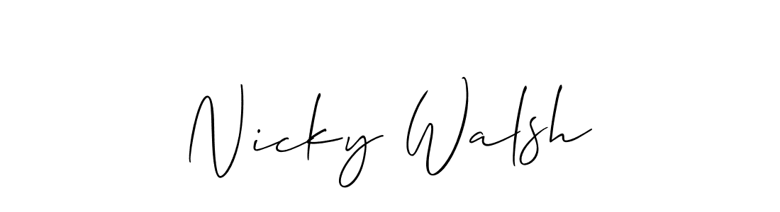 You should practise on your own different ways (Allison_Script) to write your name (Nicky Walsh) in signature. don't let someone else do it for you. Nicky Walsh signature style 2 images and pictures png