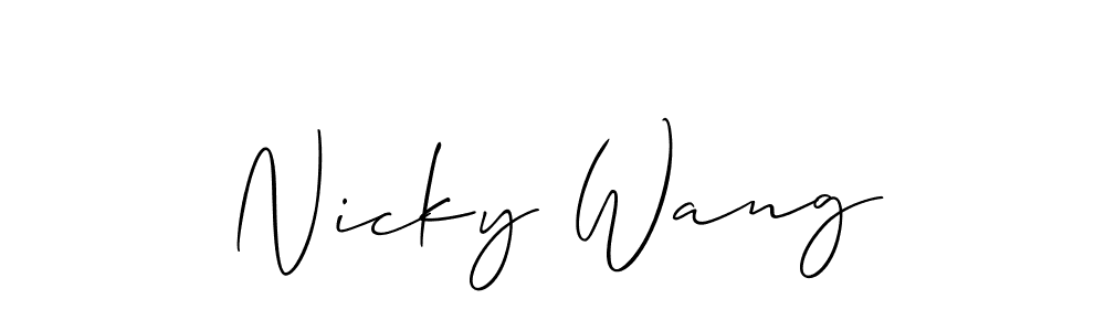 How to make Nicky Wang name signature. Use Allison_Script style for creating short signs online. This is the latest handwritten sign. Nicky Wang signature style 2 images and pictures png
