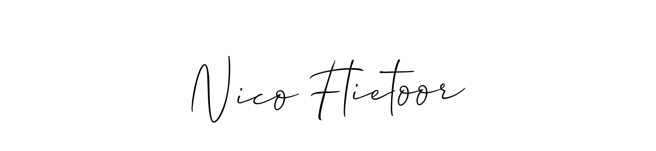 How to make Nico Flietoor name signature. Use Allison_Script style for creating short signs online. This is the latest handwritten sign. Nico Flietoor signature style 2 images and pictures png