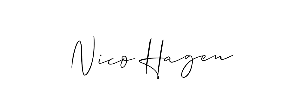 Similarly Allison_Script is the best handwritten signature design. Signature creator online .You can use it as an online autograph creator for name Nico Hagen. Nico Hagen signature style 2 images and pictures png