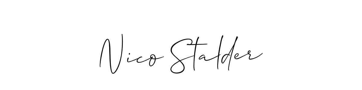 You should practise on your own different ways (Allison_Script) to write your name (Nico Stalder) in signature. don't let someone else do it for you. Nico Stalder signature style 2 images and pictures png