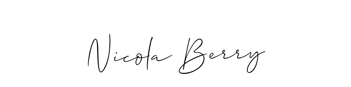 The best way (Allison_Script) to make a short signature is to pick only two or three words in your name. The name Nicola Berry include a total of six letters. For converting this name. Nicola Berry signature style 2 images and pictures png