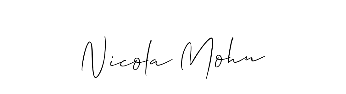 The best way (Allison_Script) to make a short signature is to pick only two or three words in your name. The name Nicola Mohn include a total of six letters. For converting this name. Nicola Mohn signature style 2 images and pictures png