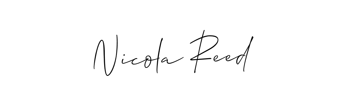 Allison_Script is a professional signature style that is perfect for those who want to add a touch of class to their signature. It is also a great choice for those who want to make their signature more unique. Get Nicola Reed name to fancy signature for free. Nicola Reed signature style 2 images and pictures png