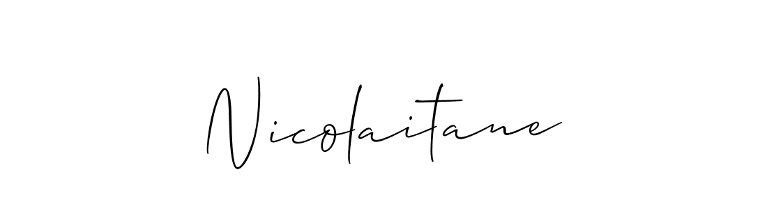 The best way (Allison_Script) to make a short signature is to pick only two or three words in your name. The name Nicolaitane include a total of six letters. For converting this name. Nicolaitane signature style 2 images and pictures png