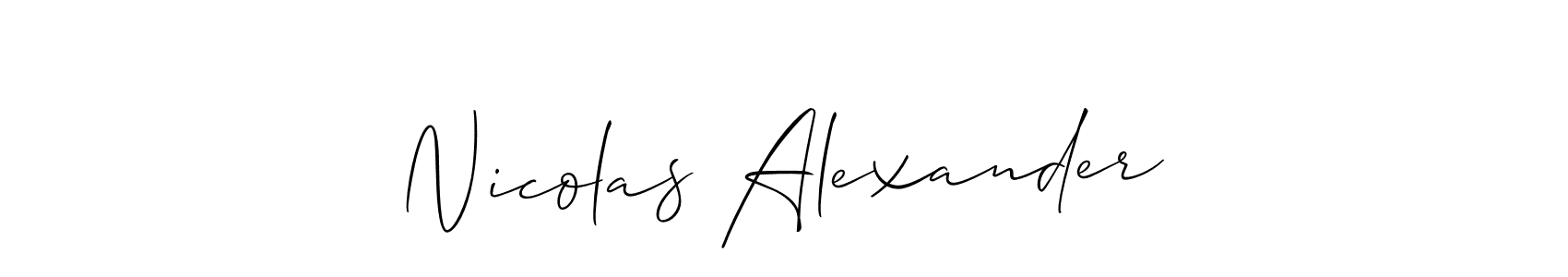 The best way (Allison_Script) to make a short signature is to pick only two or three words in your name. The name Nicolas Alexander include a total of six letters. For converting this name. Nicolas Alexander signature style 2 images and pictures png