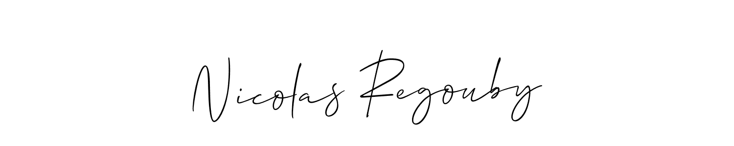 You should practise on your own different ways (Allison_Script) to write your name (Nicolas Regouby) in signature. don't let someone else do it for you. Nicolas Regouby signature style 2 images and pictures png