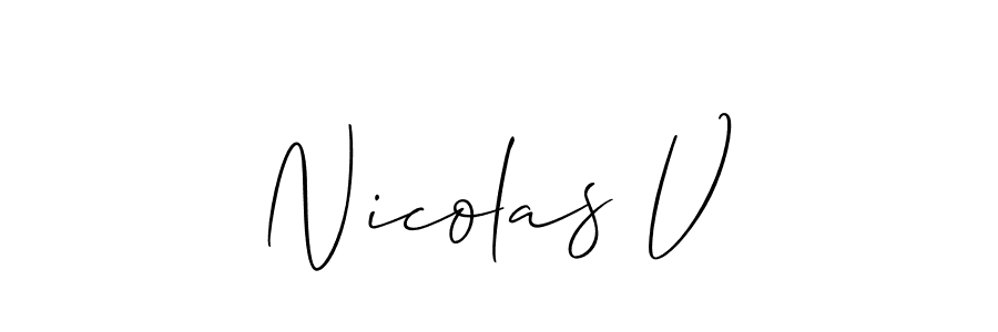 Similarly Allison_Script is the best handwritten signature design. Signature creator online .You can use it as an online autograph creator for name Nicolas V. Nicolas V signature style 2 images and pictures png