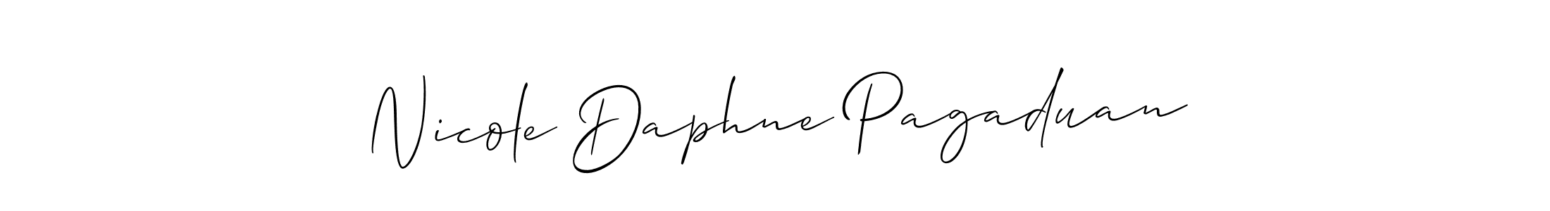 Make a short Nicole Daphne Pagaduan signature style. Manage your documents anywhere anytime using Allison_Script. Create and add eSignatures, submit forms, share and send files easily. Nicole Daphne Pagaduan signature style 2 images and pictures png