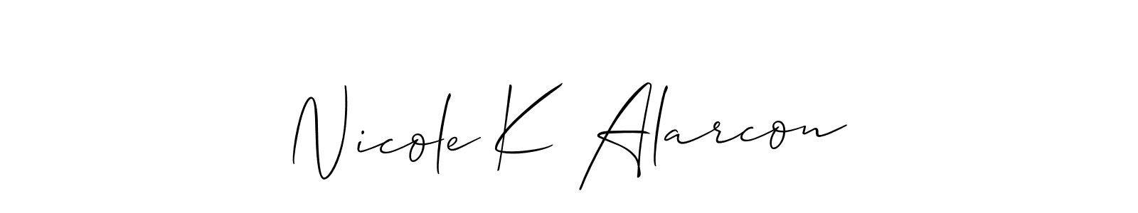 if you are searching for the best signature style for your name Nicole K Alarcon. so please give up your signature search. here we have designed multiple signature styles  using Allison_Script. Nicole K Alarcon signature style 2 images and pictures png