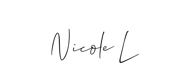 The best way (Allison_Script) to make a short signature is to pick only two or three words in your name. The name Nicole L include a total of six letters. For converting this name. Nicole L signature style 2 images and pictures png