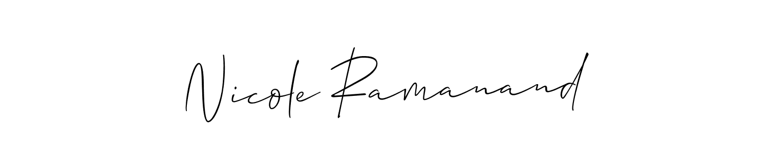 This is the best signature style for the Nicole Ramanand name. Also you like these signature font (Allison_Script). Mix name signature. Nicole Ramanand signature style 2 images and pictures png