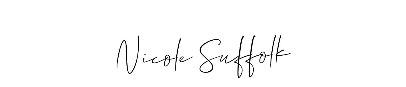 Use a signature maker to create a handwritten signature online. With this signature software, you can design (Allison_Script) your own signature for name Nicole Suffolk. Nicole Suffolk signature style 2 images and pictures png