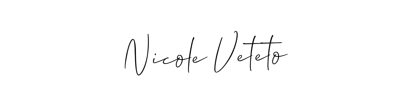 The best way (Allison_Script) to make a short signature is to pick only two or three words in your name. The name Nicole Veteto include a total of six letters. For converting this name. Nicole Veteto signature style 2 images and pictures png