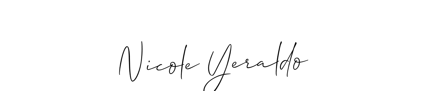 Use a signature maker to create a handwritten signature online. With this signature software, you can design (Allison_Script) your own signature for name Nicole Yeraldo. Nicole Yeraldo signature style 2 images and pictures png