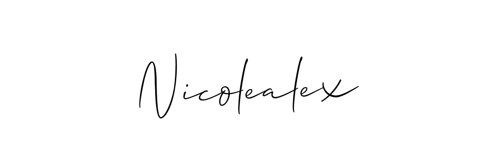 Use a signature maker to create a handwritten signature online. With this signature software, you can design (Allison_Script) your own signature for name Nicolealex. Nicolealex signature style 2 images and pictures png