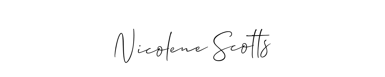 Use a signature maker to create a handwritten signature online. With this signature software, you can design (Allison_Script) your own signature for name Nicolene Scotts. Nicolene Scotts signature style 2 images and pictures png