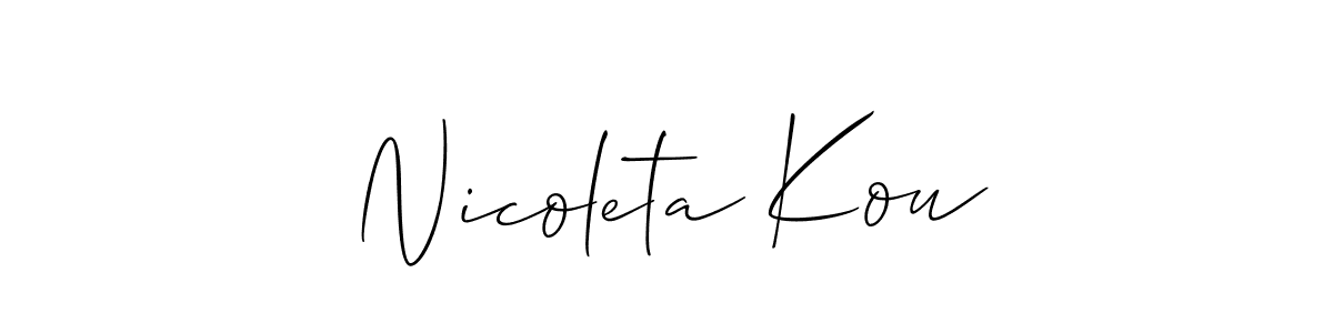 How to make Nicoleta Kou signature? Allison_Script is a professional autograph style. Create handwritten signature for Nicoleta Kou name. Nicoleta Kou signature style 2 images and pictures png