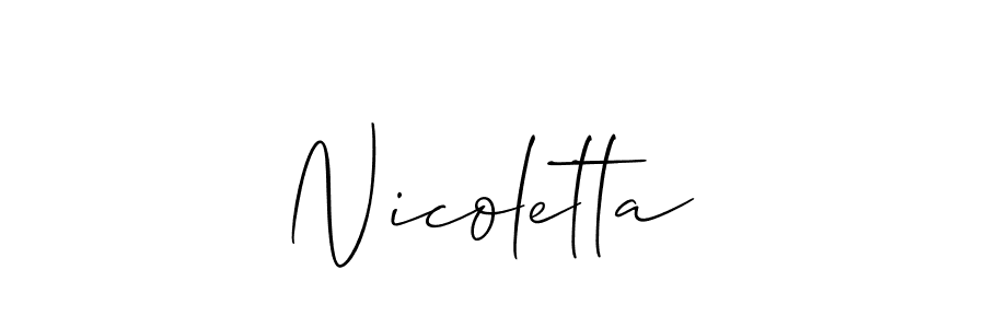 Make a short Nicoletta signature style. Manage your documents anywhere anytime using Allison_Script. Create and add eSignatures, submit forms, share and send files easily. Nicoletta signature style 2 images and pictures png