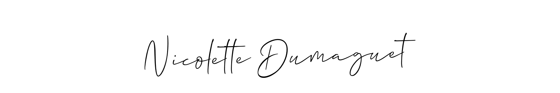 Design your own signature with our free online signature maker. With this signature software, you can create a handwritten (Allison_Script) signature for name Nicolette Dumaguet. Nicolette Dumaguet signature style 2 images and pictures png